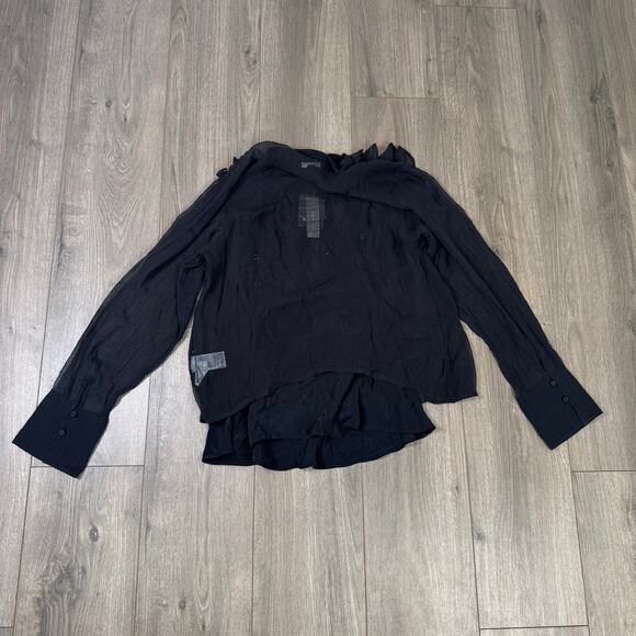 J Crew Ruffle Front Crinkle Button Up Top US Women's 12 New - Picture 3 of 7